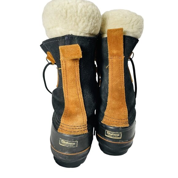 LaCrosse Insulated Snow Boots Black Suede Fiberglass Shank USA Women's Size 8 - Picture 4 of 12